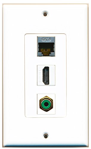 RiteAV - 1 Port HDMI 1 RCA Green 1 Shielded Cat6 Ethernet Wall Plate Decorative