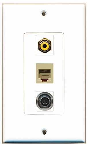 RiteAV - 1 Port RCA Yellow and 1 Port Phone RJ11 RJ12 Beige and 1 Port 3.5mm Decorative Wall Plate Decorative
