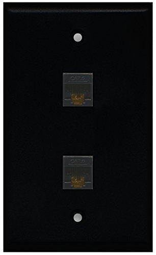 RiteAV - Black 2 Port Cat6 Ethernet Black Wall Plate