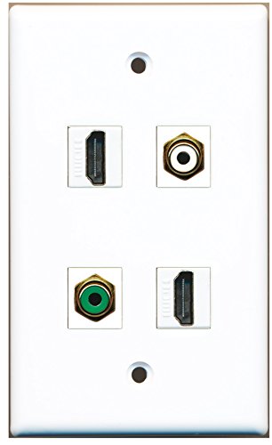 RiteAV - 2 Port HDMI 1 Port RCA White 1 Port RCA Green Wall Plate
