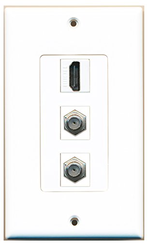 RiteAV - 1 Port HDMI 2 Port Coax Cable TV- F-Type Decorative Wall Plate Decorative