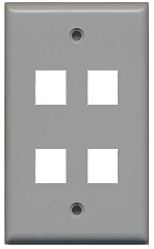 RiteAV Blank Wall Plate for Keystone Jacks - Ivory 1 Gang 4 Port