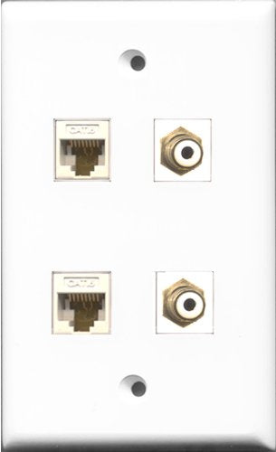 RiteAV - 2 Port RCA White 2 Port Cat6 Ethernet White Wall Plate