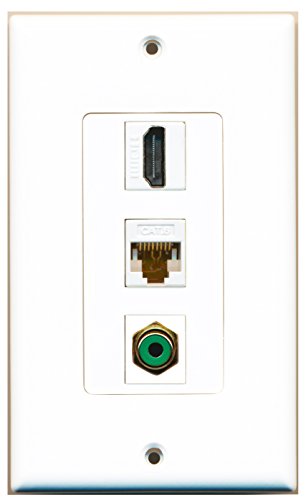 RiteAV - 1 Port HDMI and 1 Port RCA Green and 1 Port Cat6 Ethernet White Decorative Wall Plate Decorative