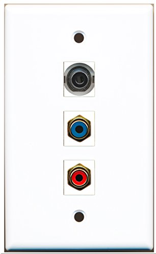 RiteAV - 1 Port RCA Red and 1 Port RCA Blue and 1 Port 3.5mm Wall Plate