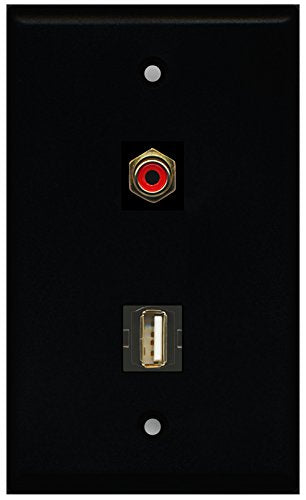 RiteAV - Black 1 Port RCA Red 1 Port USB A-A Wall Plate