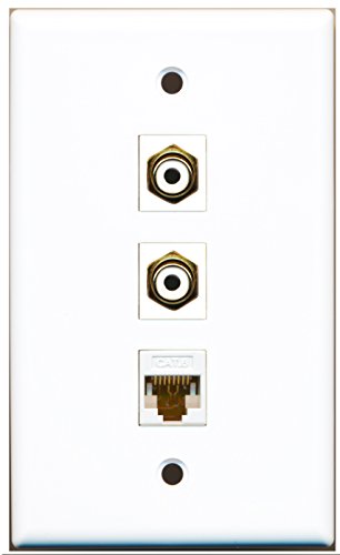 RiteAV - 2 Port RCA White and 1 Port Cat6 Ethernet White Wall Plate