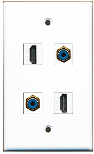 RiteAV - 2 Port HDMI 2 Port RCA Blue Wall Plate