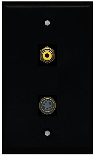 RiteAV - Black 1 Port RCA Yellow 1 Port S-Video Wall Plate