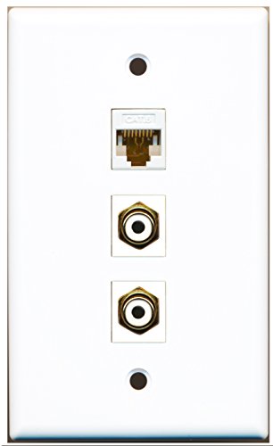 RiteAV - 2 Port RCA White and 1 Port Cat6 Ethernet White Wall Plate