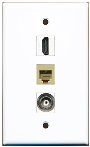 RiteAV - 1 Port HDMI and 1 Port Phone RJ11 RJ12 Beige and 1 Port BNC Wall Plate