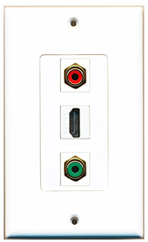 RiteAV - 1 Port HDMI and 1 Port RCA Red and 1 Port RCA Green Decorative Wall Plate