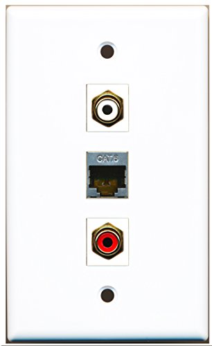RiteAV - 1 Port RCA Red and 1 Port RCA White and 1 Port Shielded Cat6 Ethernet Wall Plate