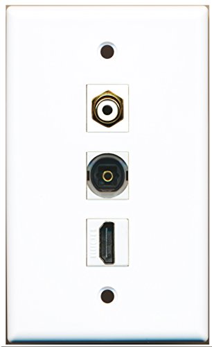 RiteAV - 1 Port HDMI and 1 Port RCA White and 1 Port Toslink Wall Plate