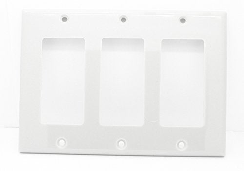 RiteAV Blank Wall Plate for Keystone Jacks - Ivory 3 Gang Decorative