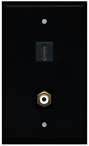 RiteAV - Black 1 Port HDMI 1 Port RCA White Wall Plate