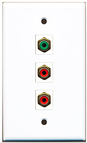 RiteAV - 2 Port RCA Red and 1 Port RCA Green Wall Plate