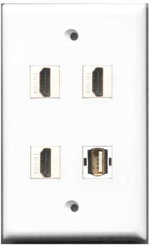 RiteAV - 3 Port HDMI 1 Port USB A-A Wall Plate