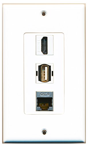 RiteAV - 1 Port HDMI and 1 Port USB A-A and 1 Port Shielded Cat6 Ethernet Decorative Wall Plate Decorative