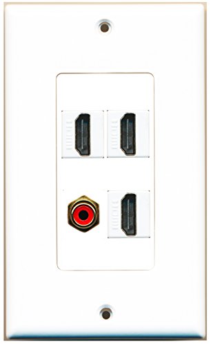 RiteAV - 3 Port HDMI 1 Port RCA Red Wall Plate Decorative