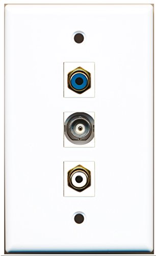 RiteAV - 1 Port RCA White and 1 Port RCA Blue and 1 Port BNC Wall Plate