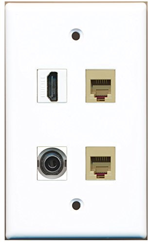 RiteAV - 1 Port HDMI 2 Port Phone RJ11 RJ12 Beige 1 Port 3.5mm Wall Plate