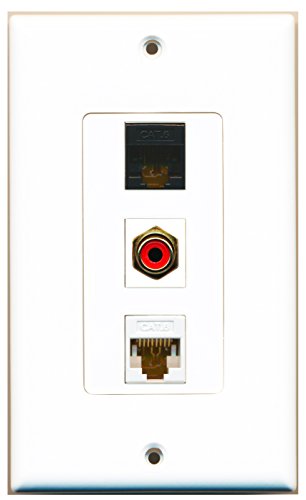 RiteAV - 1 Port RCA Red and 1 Port Cat6 Ethernet White and 1 Port Cat6 Ethernet Black Decorative Wall Plate Decorative