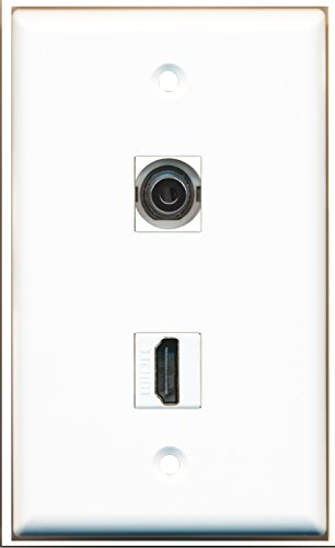 RiteAV - 1 3.5mm Audio / Headphone Jack and 1 HDMI Port Wall Plate - White
