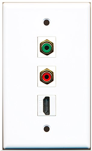 RiteAV - 1 Port HDMI and 1 Port RCA Red and 1 Port RCA Green Wall Plate