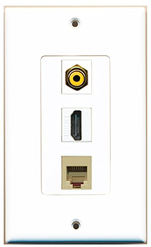 RiteAV - 1 Port HDMI and 1 Port RCA Yellow and 1 Port Phone RJ11 RJ12 Beige Decorative Wall Plate