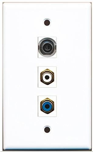 RiteAV - 1 Port RCA White and 1 Port RCA Blue and 1 Port 3.5mm Wall Plate