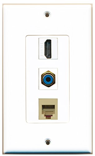 RiteAV - 1 Port HDMI and 1 Port RCA Blue and 1 Port Phone RJ11 RJ12 Beige Decorative Wall Plate Decorative