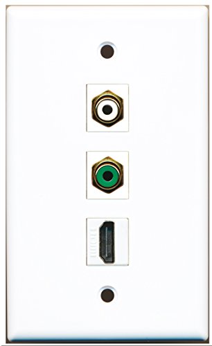 RiteAV - 1 Port HDMI and 1 Port RCA White and 1 Port RCA Green Wall Plate