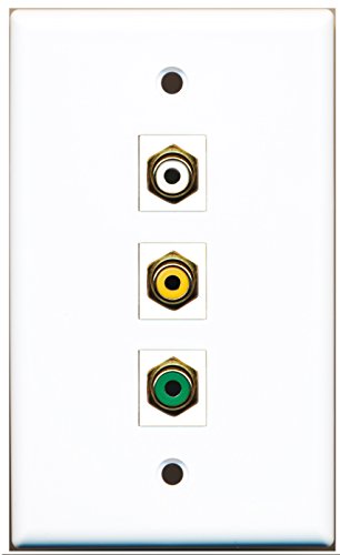 RiteAV - 1 Port RCA White and 1 Port RCA Yellow and 1 Port RCA Green Wall Plate