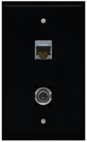 RiteAV - Black 1 Port Shielded Cat6 Ethernet 1 Port 3.5mm Wall Plate
