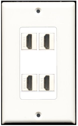 4 Port Hdmi Keystone Decorative Wall Plate White and 2 Pack of 6ft HDMI 1.4 Cables