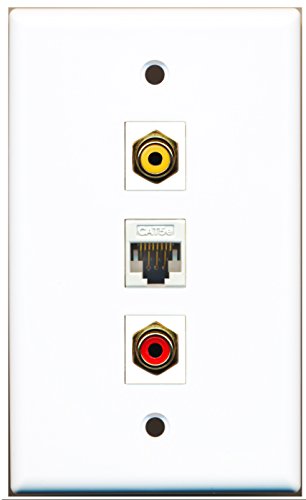 RiteAV - 1 Port RCA Red 1 RCA Yellow 1 Cat5e Ethernet White Wall Plate