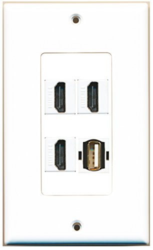 RiteAV - 3 Port HDMI 1 Port USB A-A Wall Plate Decorative