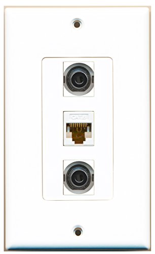RiteAV - 2 Port 3.5mm and 1 Port Cat6 Ethernet White Decorative Wall Plate Decorative