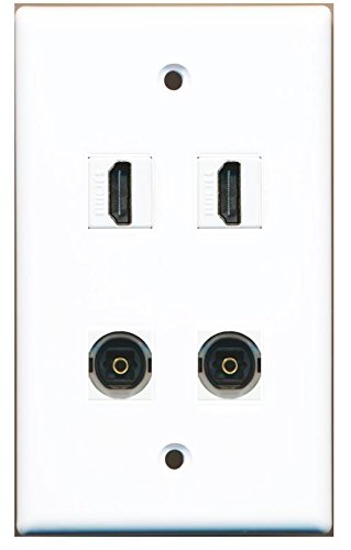 RiteAV 2 HDMI and 2 Toslink Digital Audio Jack Wall Plate White