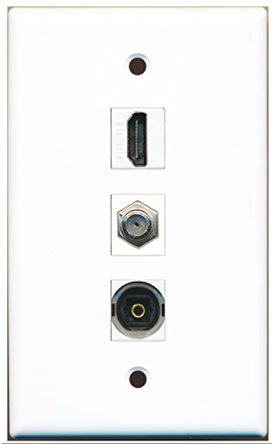 RiteAV - 1 Port HDMI and 1 Port Coax Cable TV- F-Type and 1 Port Toslink Wall Plate