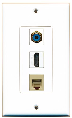 RiteAV - 1 Port HDMI and 1 Port RCA Blue and 1 Port Phone RJ11 RJ12 Beige Decorative Wall Plate