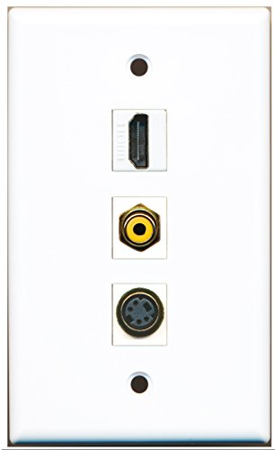 RiteAV - 1 Port HDMI and 1 Port RCA Yellow and 1 Port S-Video Wall Plate