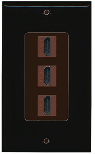 RiteAV HDMI 2.0 Keystone Decorative Wall Plate - Black/Brown 3 Port