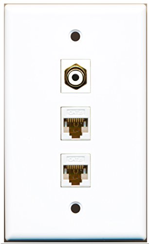 RiteAV - 1 Port RCA White 2 Port Cat6 Ethernet White Wall Plate