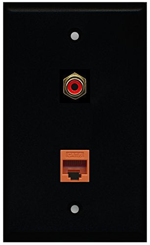 RiteAV - Black 1 Port RCA Red 1 Port Cat6 Ethernet Orange Wall Plate