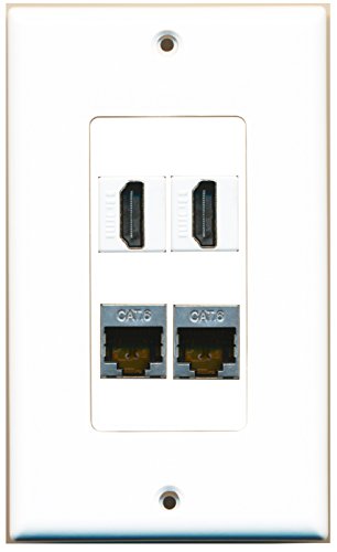 RiteAV - 2 Port HDMI 2 Port Shielded Cat6 Ethernet Wall Plate Decorative