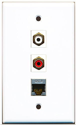 RiteAV - 1 Port RCA Red and 1 Port RCA White and 1 Port Shielded Cat6 Ethernet Wall Plate