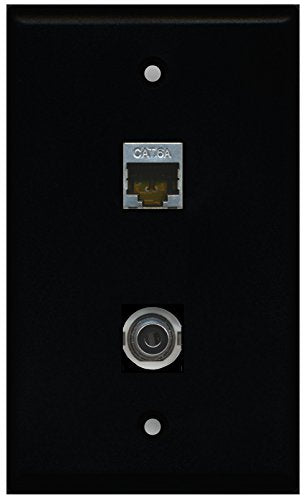 RiteAV - Black 1 Port 3.5mm 1 Port Cat6a Wall Plate