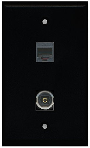 RiteAV - Black 1 Port Phone Black 1 Port Toslink Wall Plate